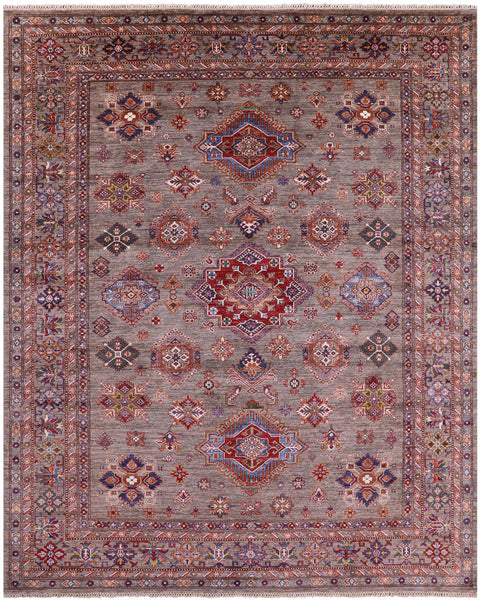 Super Kazak  Hand Knotted Wool Rug - 8' 2" X 10' 1" - Golden Nile