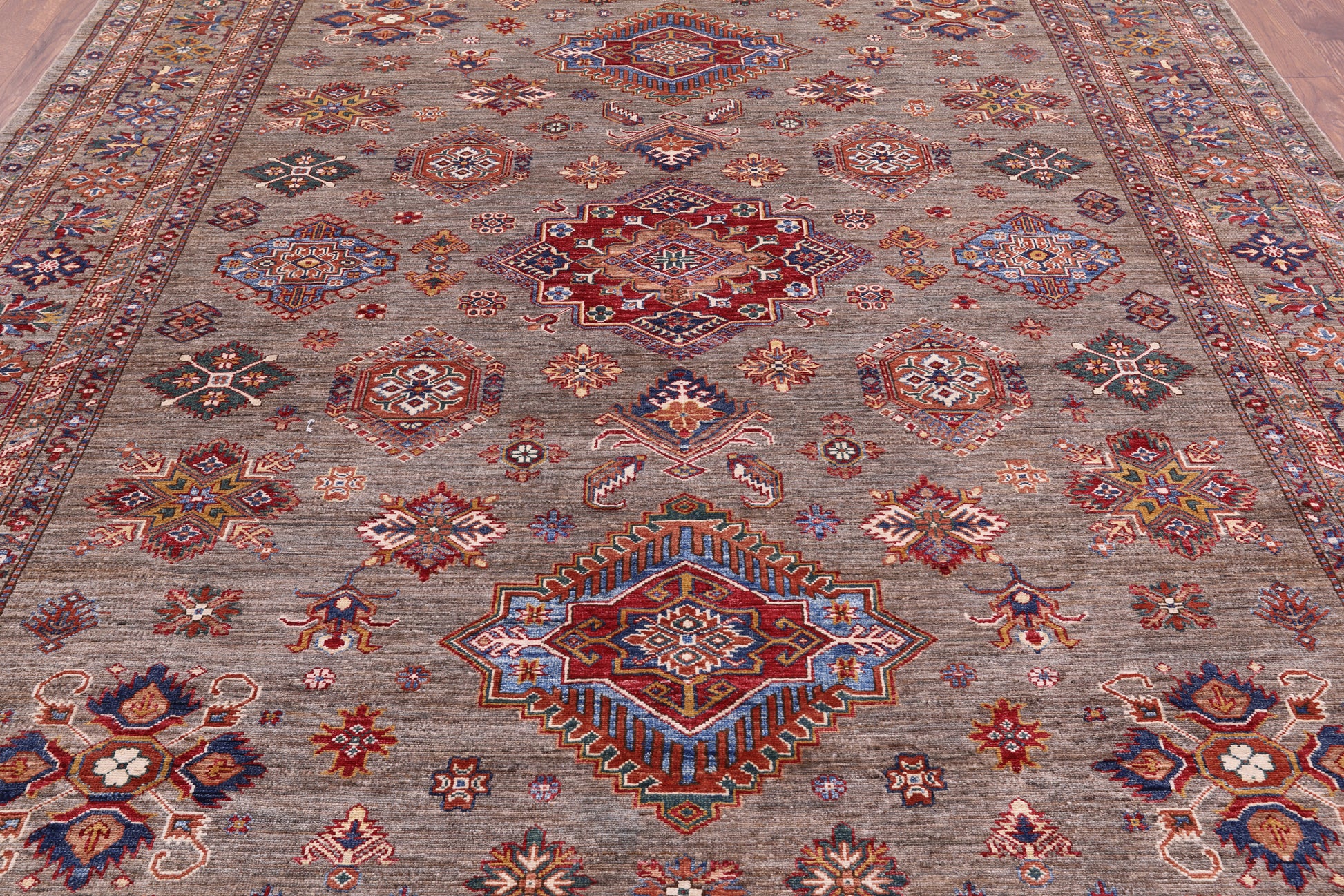 Super Kazak  Hand Knotted Wool Rug - 8' 2" X 10' 1" - Golden Nile