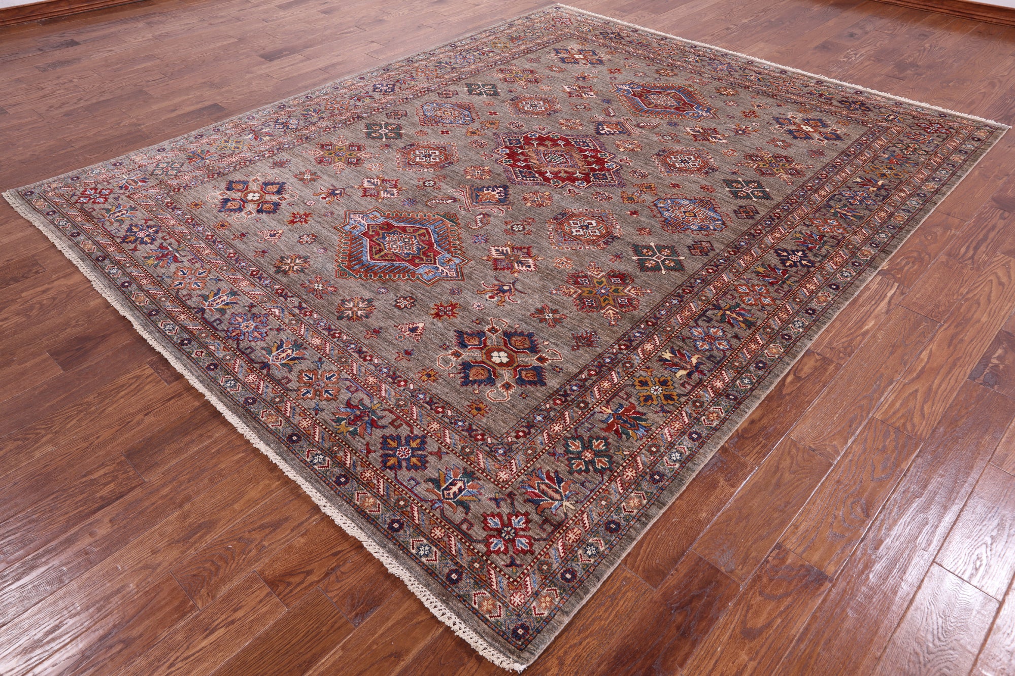 Super Kazak  Hand Knotted Wool Rug - 8' 2" X 10' 1" - Golden Nile