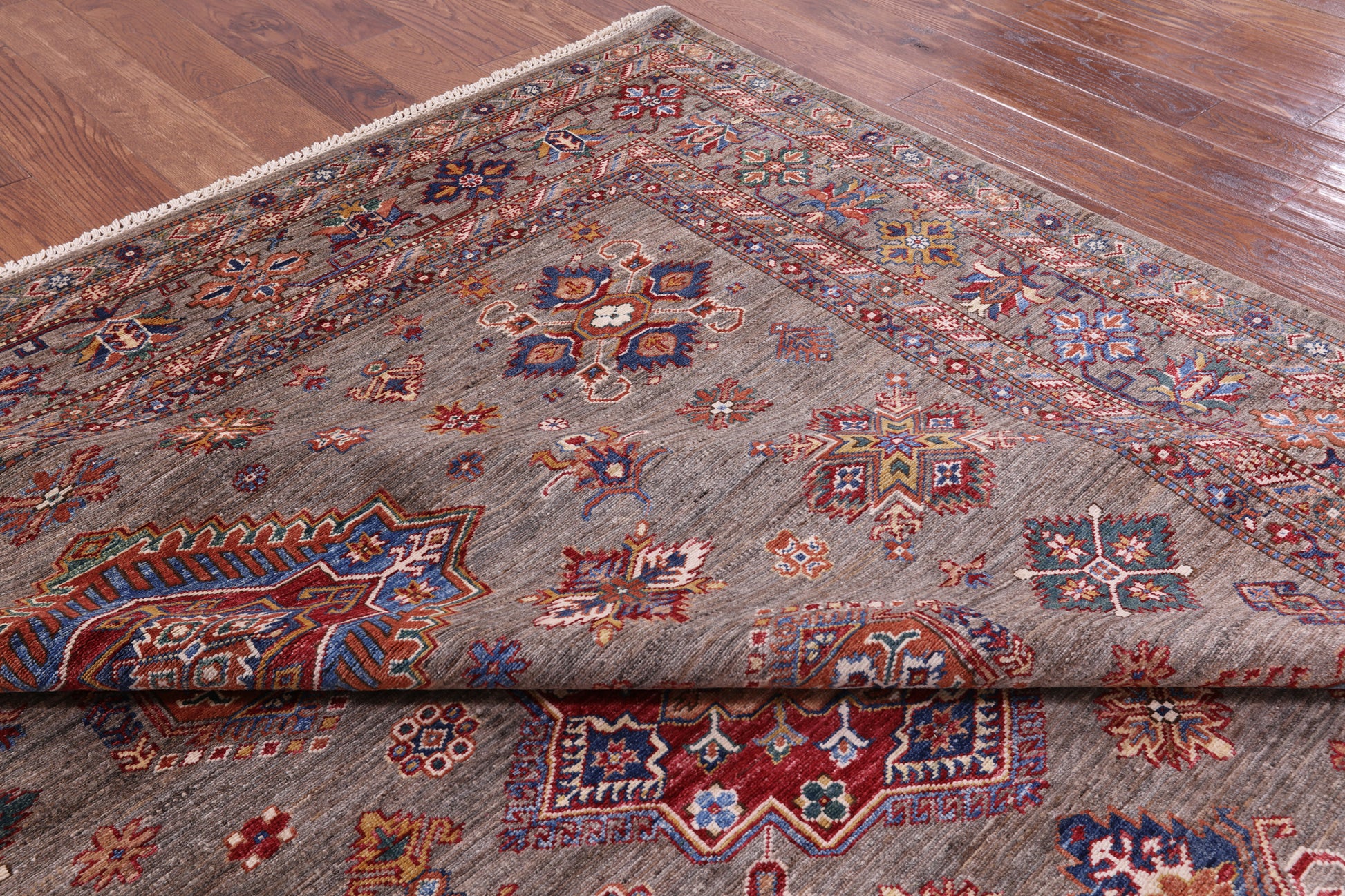 Super Kazak  Hand Knotted Wool Rug - 8' 2" X 10' 1" - Golden Nile