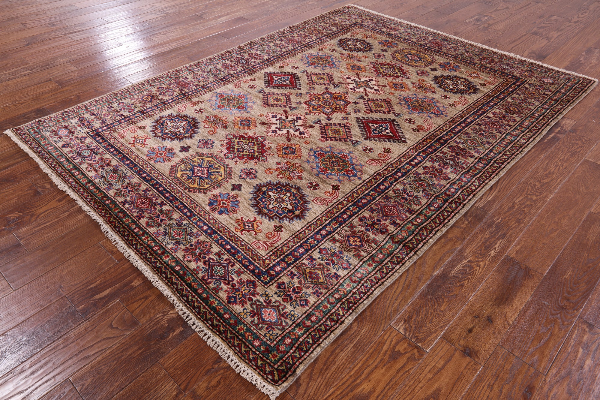 Super Kazak Handmade Wool Rug - 5' 8" X 7' 9" - Golden Nile