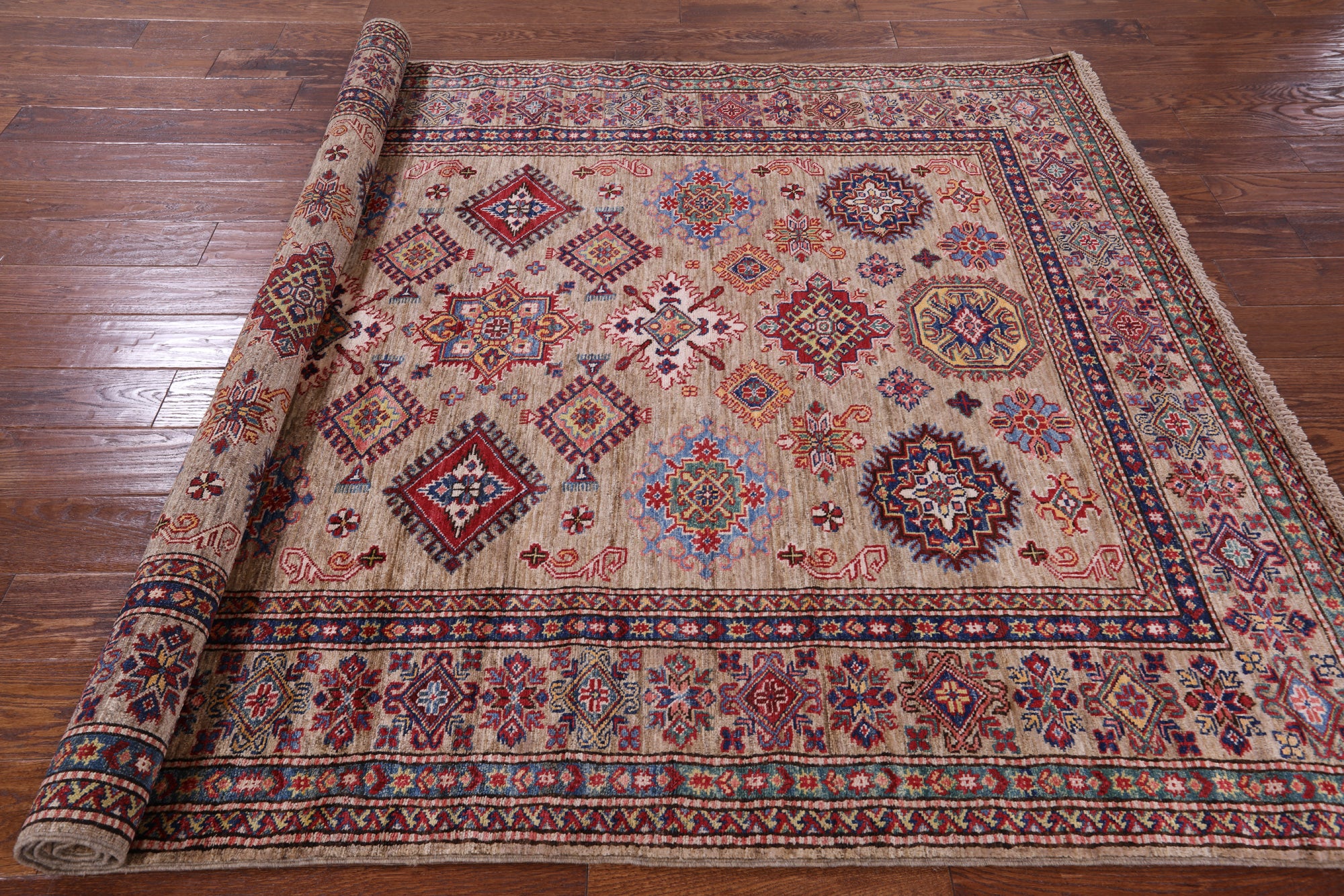 Super Kazak Handmade Wool Rug - 5' 8" X 7' 9" - Golden Nile