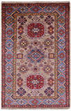 Super Kazak Hand Knotted Wool Rug - 4' 0" X 6' 1" - Golden Nile