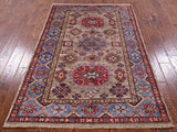 Super Kazak Handmade Wool Rug - 4' 0" X 6' 0" - Golden Nile