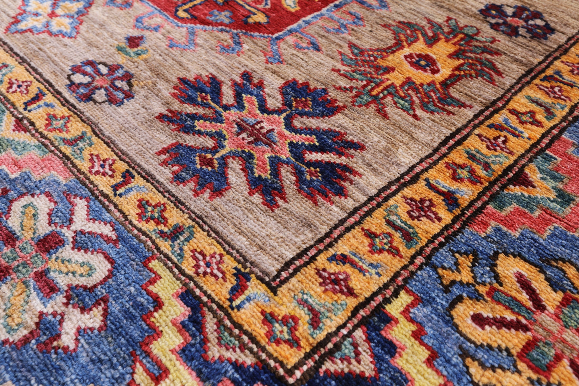 Super Kazak Handmade Wool Rug - 4' 0" X 5' 7" - Golden Nile