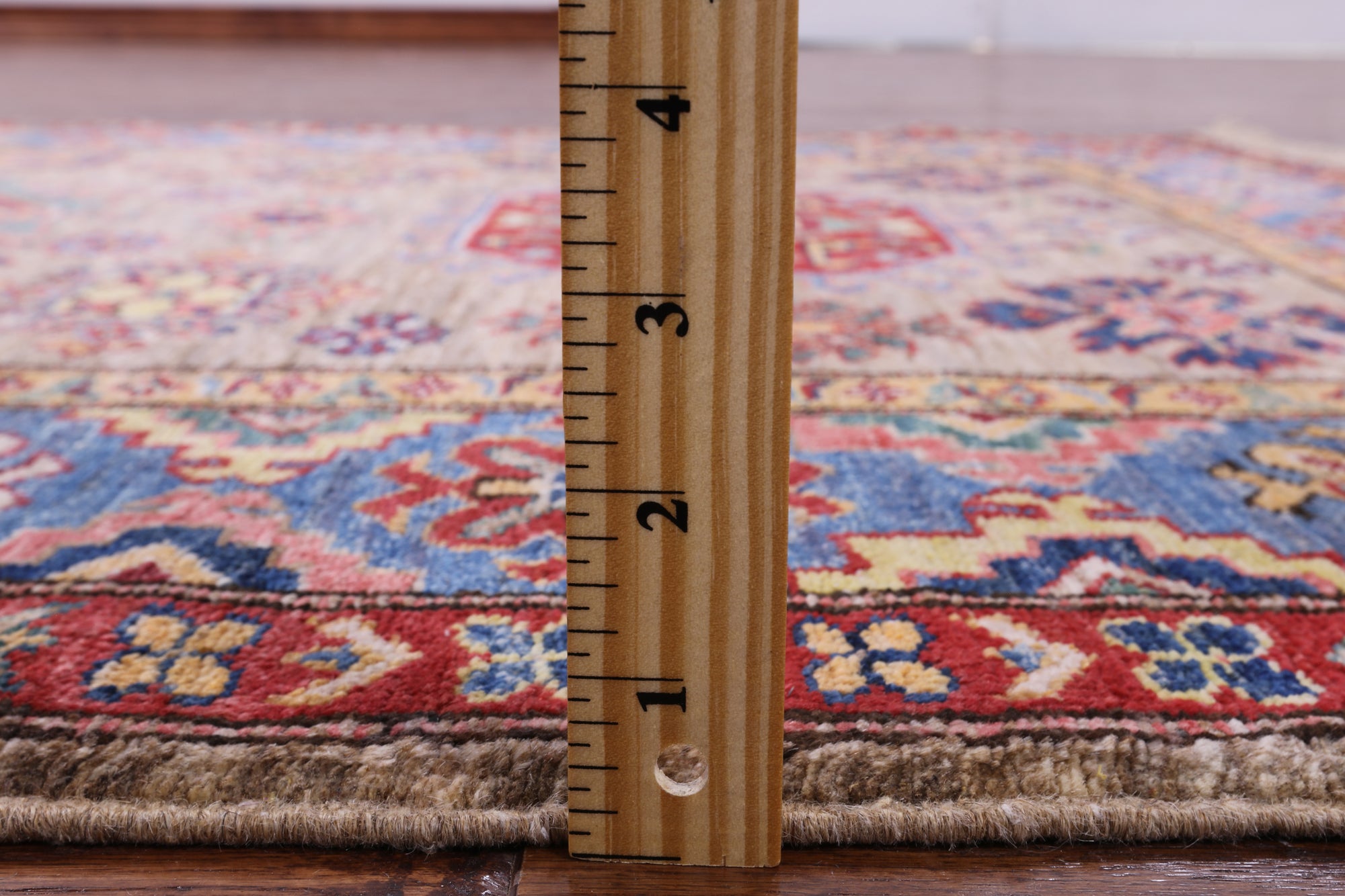 Super Kazak Handmade Wool Rug - 4' 0" X 5' 7" - Golden Nile