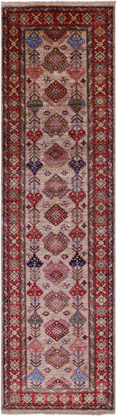 Super Kazak Hand Knotted Wool Runner Rug - 2' 7" X 9' 2" - Golden Nile