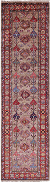 Super Kazak Hand Knotted Wool Runner Rug - 2' 8" X 9' 10" - Golden Nile