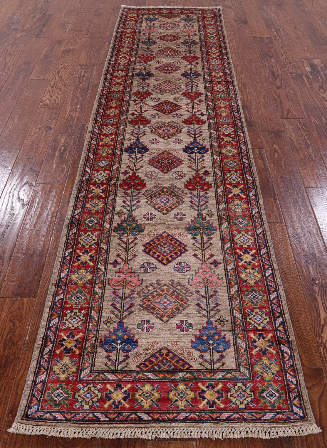 Super Kazak Handmade Wool Runner Rug - 2' 7" X 9' 4" - Golden Nile