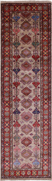 Super Kazak Handmade Wool Runner Rug - 2' 7" X 9' 2" - Golden Nile