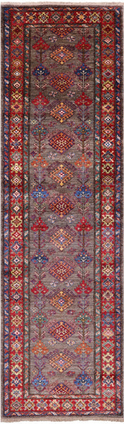 Super Kazak Hand Knotted Wool Runner Rug - 2' 8" X 9' 1" - Golden Nile