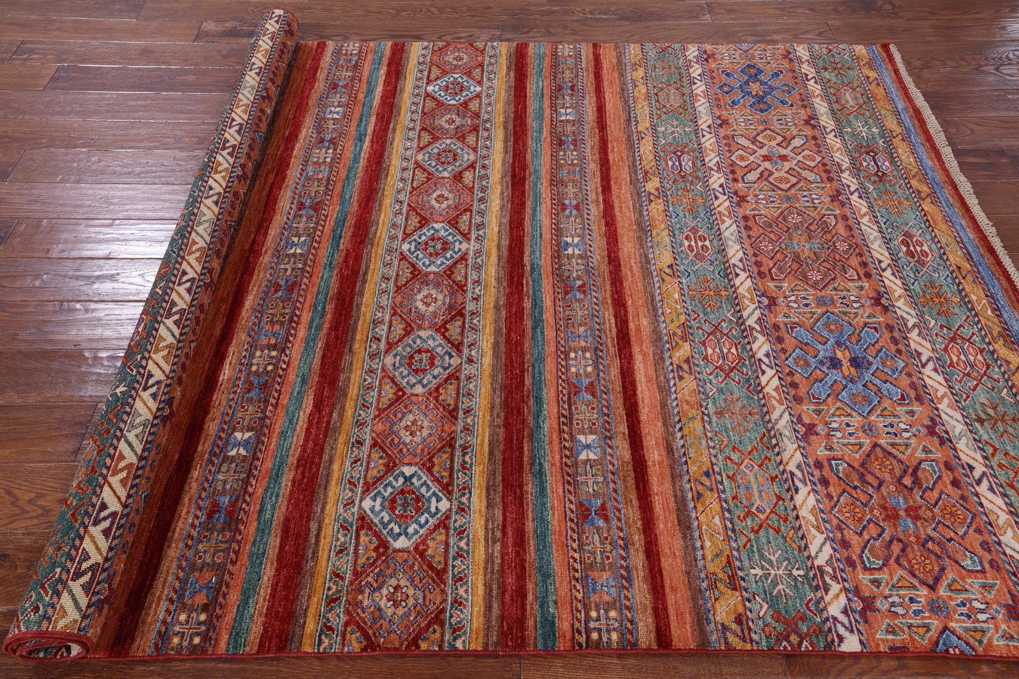 Khorjin Persian Gabbeh Handmade Wool Rug - 5' 9" X 8' 1" - Golden Nile