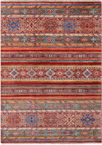 Khorjin Persian Gabbeh Handmade Wool Rug - 5' 9" X 8' 1" - Golden Nile