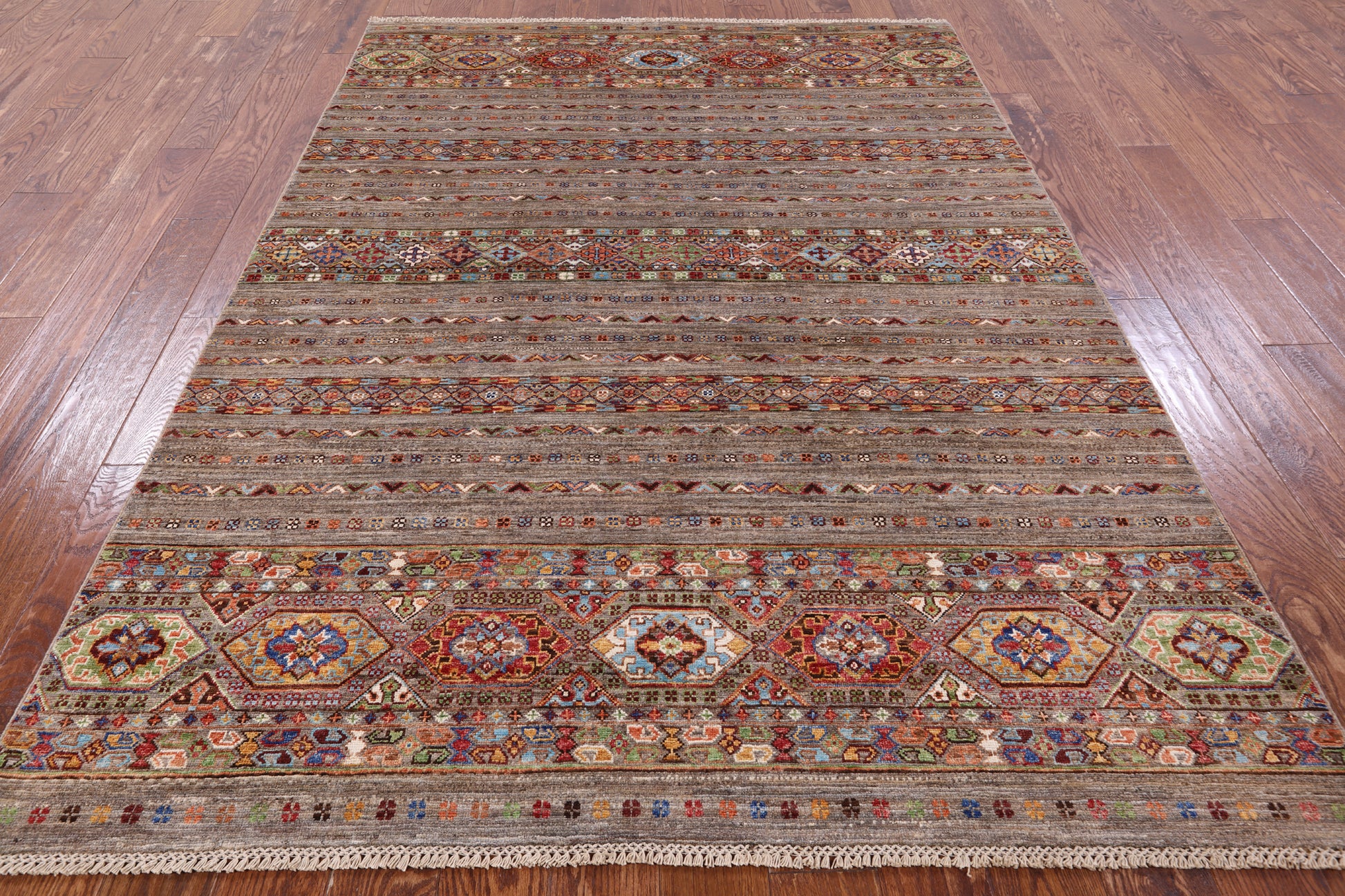 Khorjin Persian Gabbeh Hand Knotted Wool Rug - 5' 8" X 7' 9" - Golden Nile
