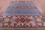 Blue Tribal Persian Gabbeh Hand Knotted Wool Rug - 8' 2" X 11' 4" - Golden Nile