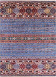 Blue Tribal Persian Gabbeh Hand Knotted Wool Rug - 8' 2" X 11' 4" - Golden Nile