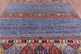Blue Tribal Persian Gabbeh Hand Knotted Wool Rug - 8' 2" X 11' 4" - Golden Nile