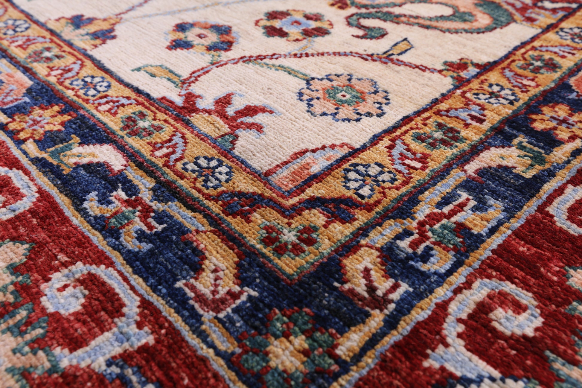 Ivory Peshawar Handmade Wool Rug - 9' 0" X 11' 10" - Golden Nile