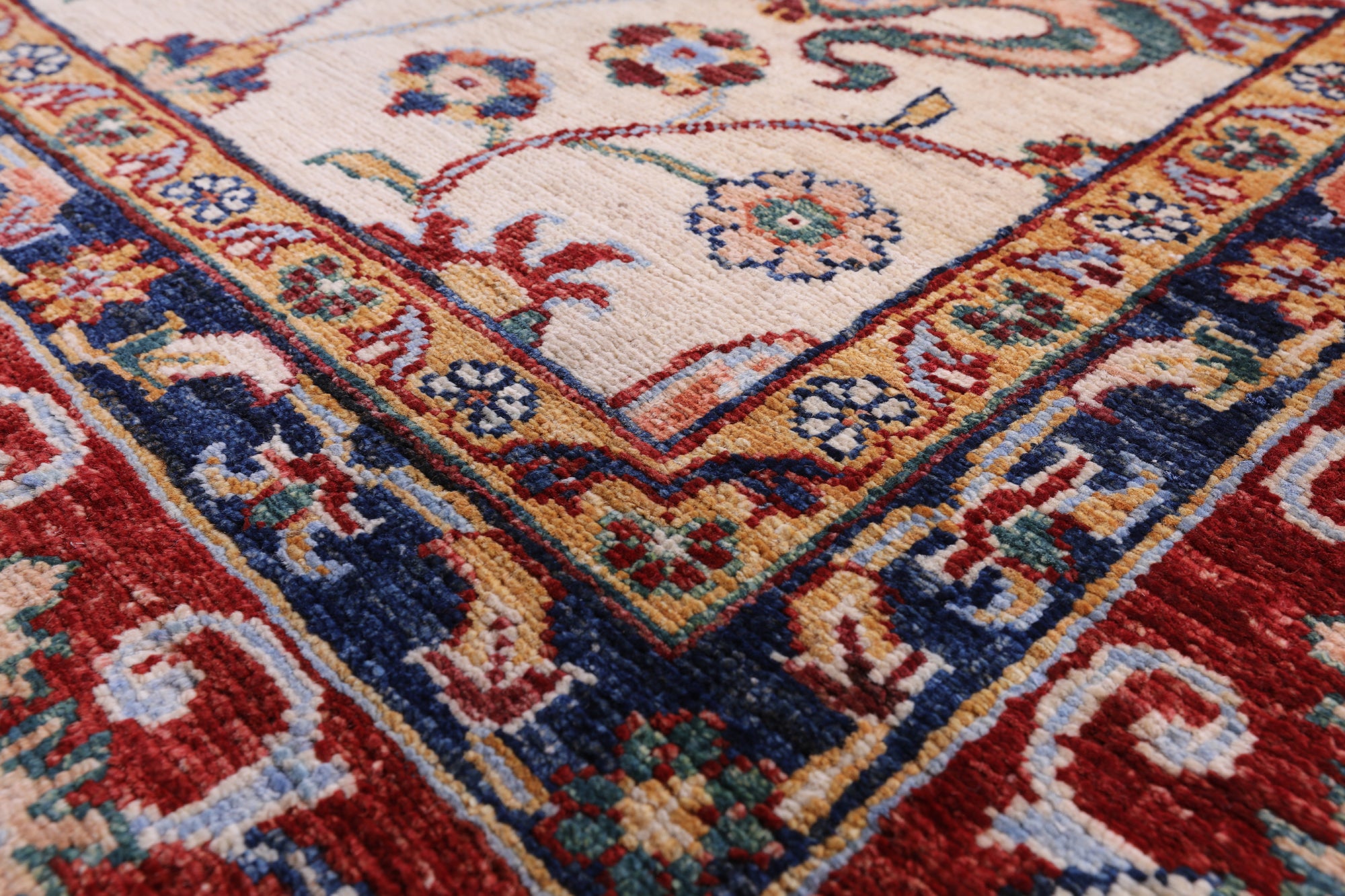 Ivory Peshawar Handmade Wool Rug - 9' 0" X 11' 10" - Golden Nile