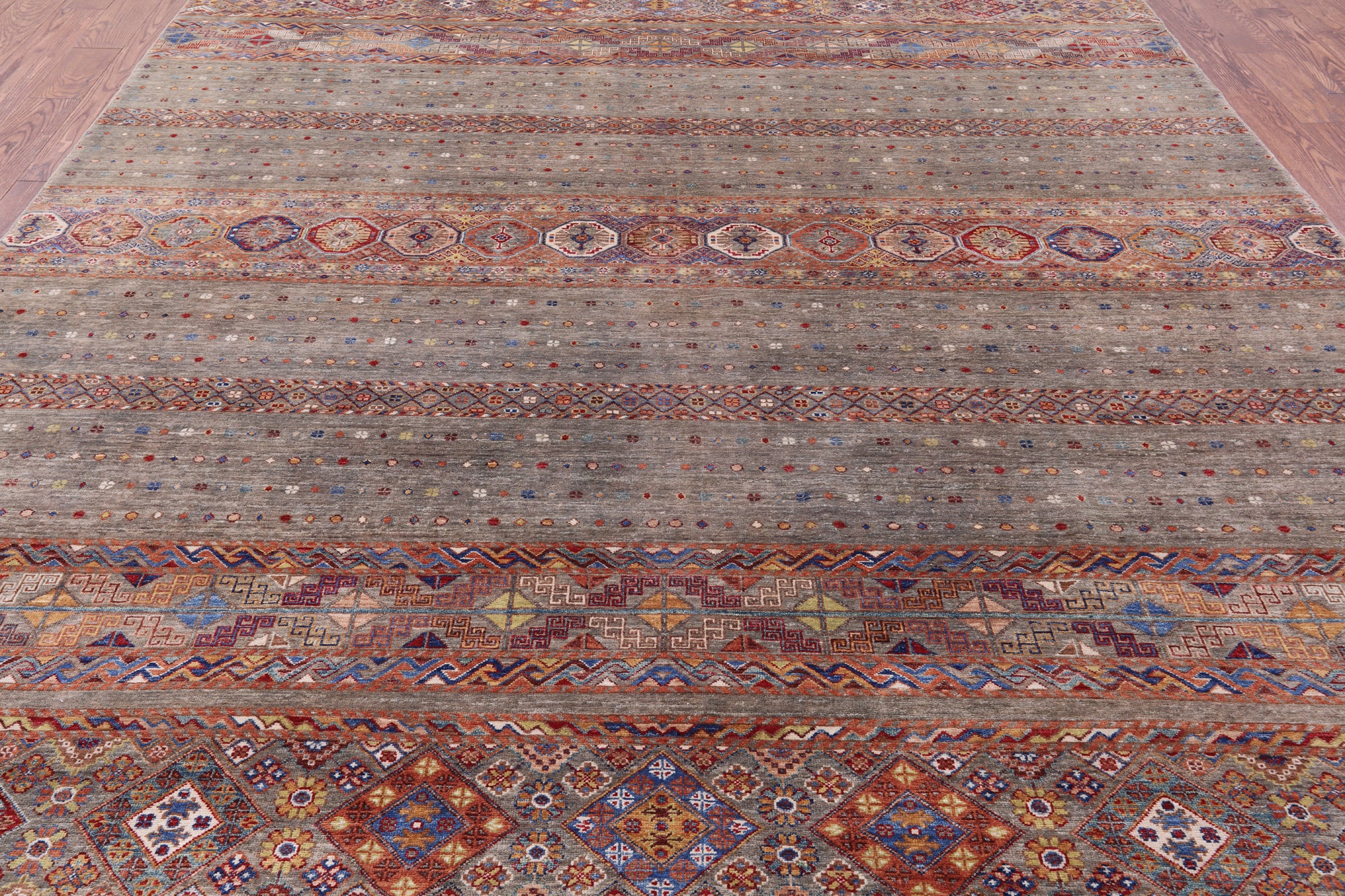 Khorjin Persian Gabbeh Hand Knotted Wool Rug - 9' 0" X 11' 10" - Golden Nile