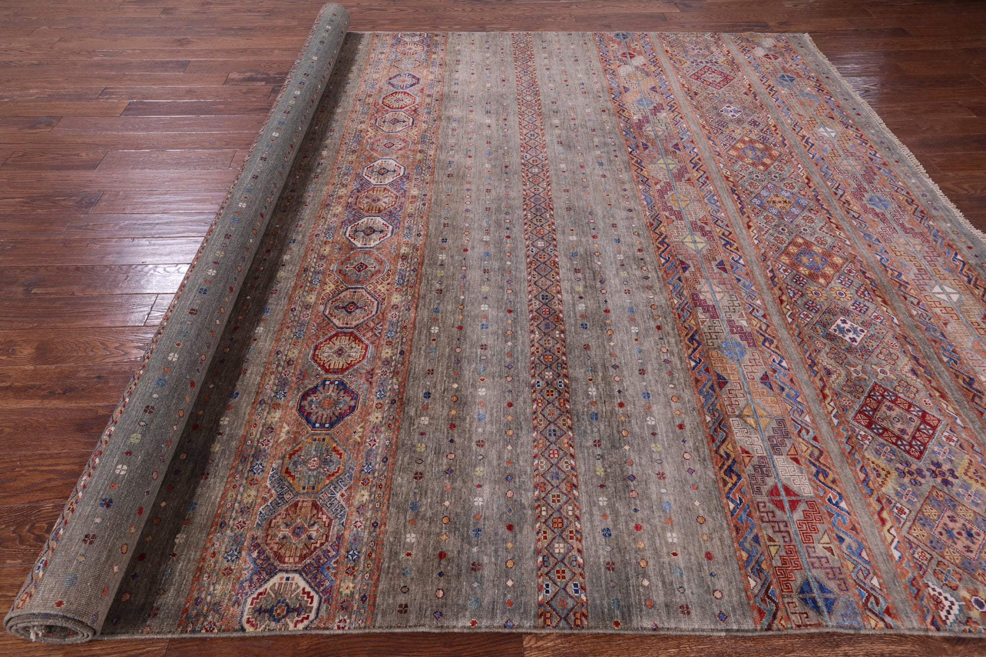 Khorjin Persian Gabbeh Hand Knotted Wool Rug - 9' 0" X 11' 10" - Golden Nile