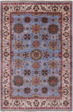 Blue Peshawar Hand Knotted Wool Rug - 6' 0" X 8' 11" - Golden Nile
