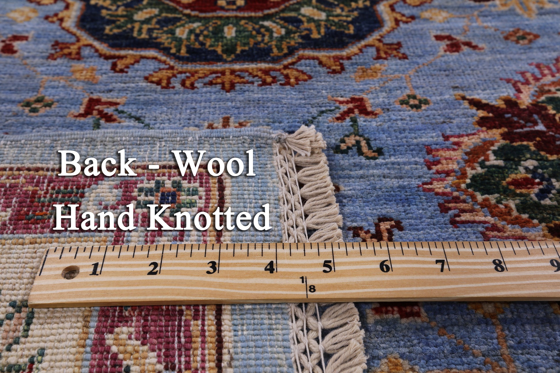 Blue Peshawar Hand Knotted Wool Rug - 6' 0" X 8' 11" - Golden Nile