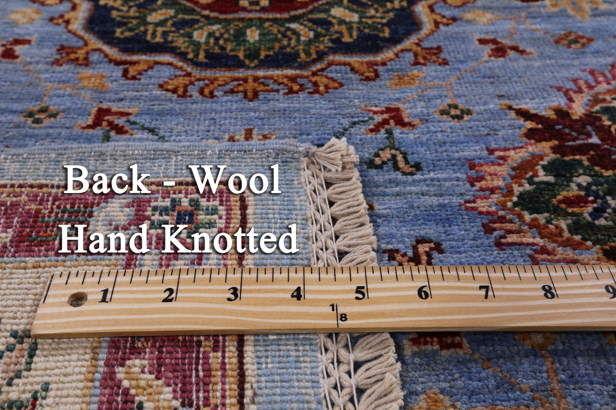 Blue Peshawar Hand Knotted Wool Rug - 6' 0" X 8' 11" - Golden Nile