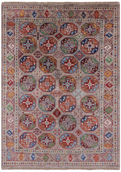 Turkmen Ersari Handmade Wool Rug - 4' 10" X 6' 9" - Golden Nile