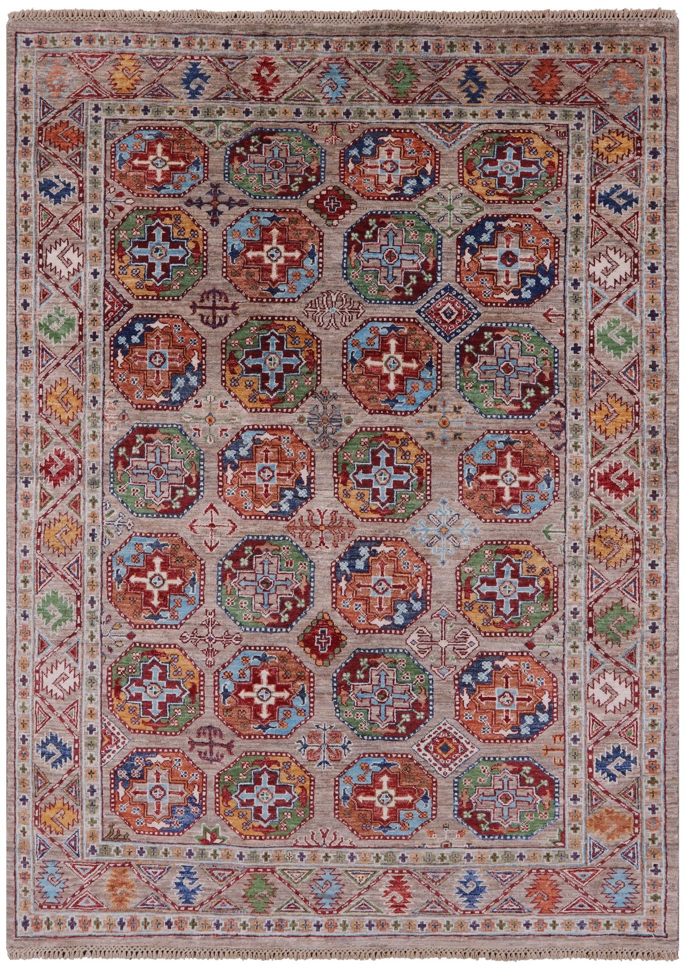 Turkmen Ersari Handmade Wool Rug - 4' 10" X 6' 9" - Golden Nile