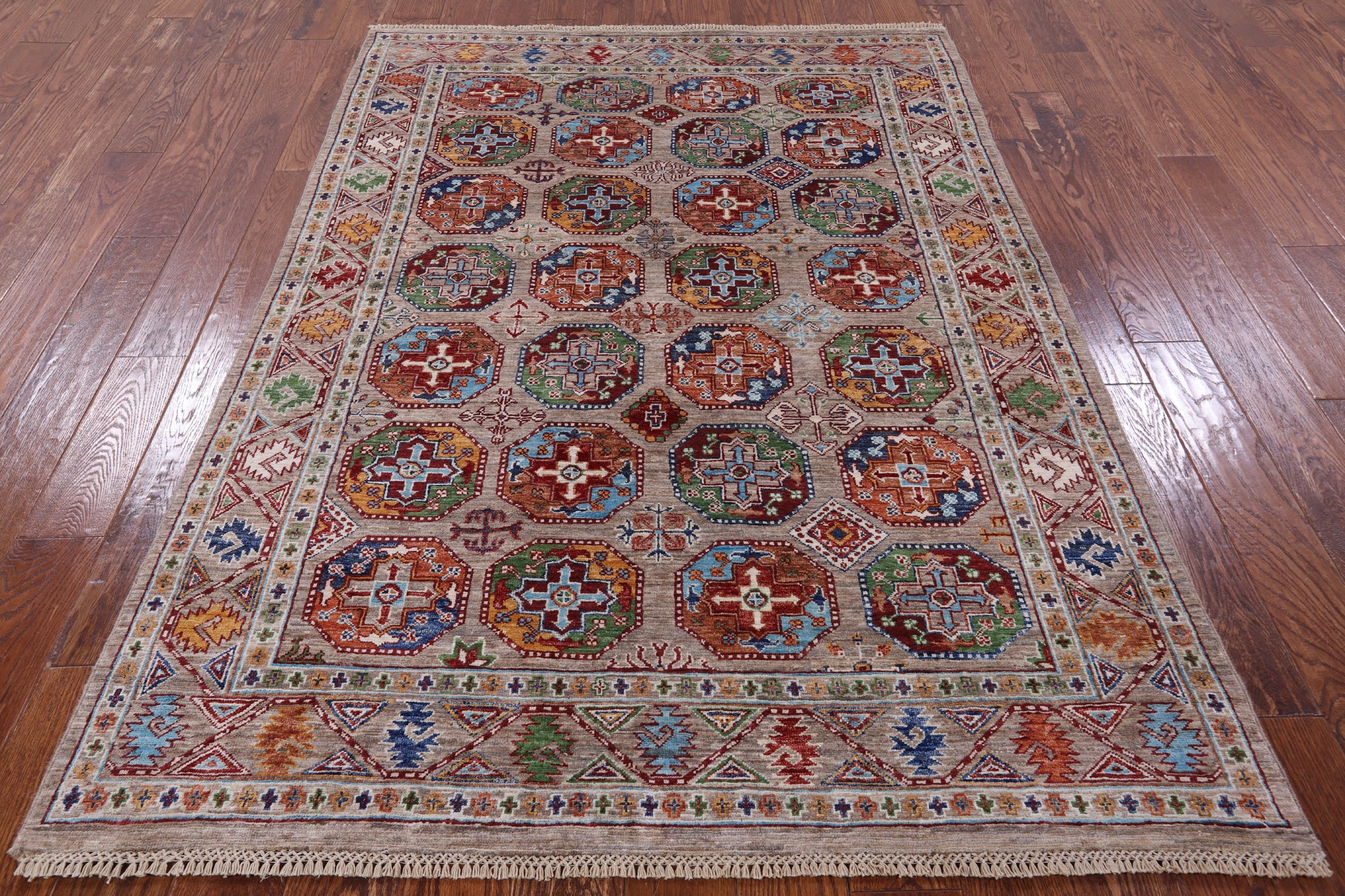 Turkmen Ersari Handmade Wool Rug - 4' 10" X 6' 9" - Golden Nile