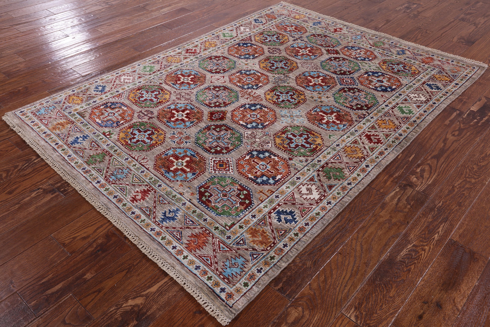 Turkmen Ersari Handmade Wool Rug - 4' 10" X 6' 9" - Golden Nile