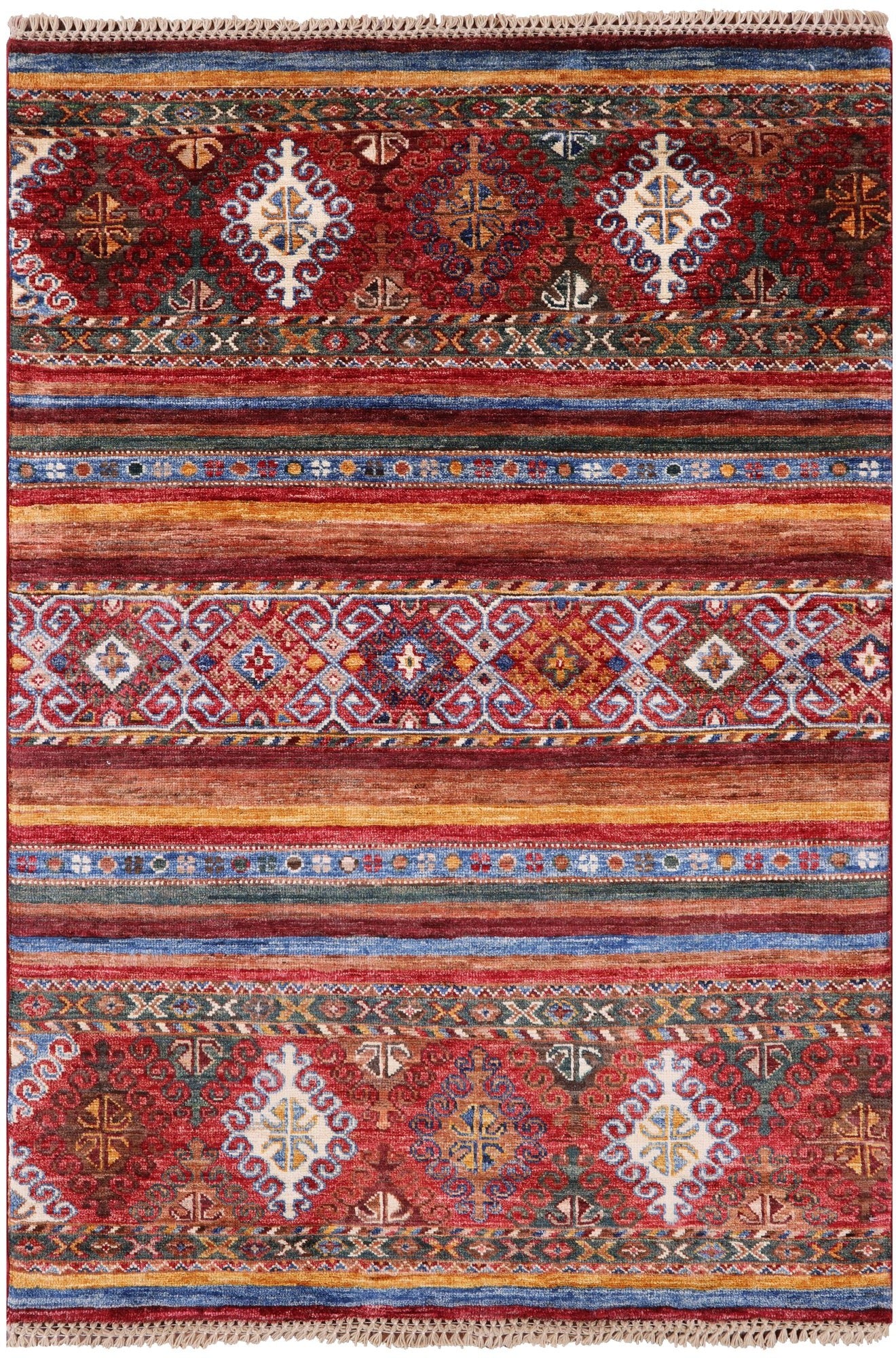 Khorjin Persian Gabbeh Handmade Wool Rug - 3' 4" X 5' 0" - Golden Nile