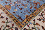 Blue Peshawar Hand Knotted Wool Rug - 5' 10" X 7' 10" - Golden Nile