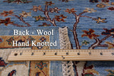 Blue Peshawar Hand Knotted Wool Rug - 5' 10" X 7' 10" - Golden Nile