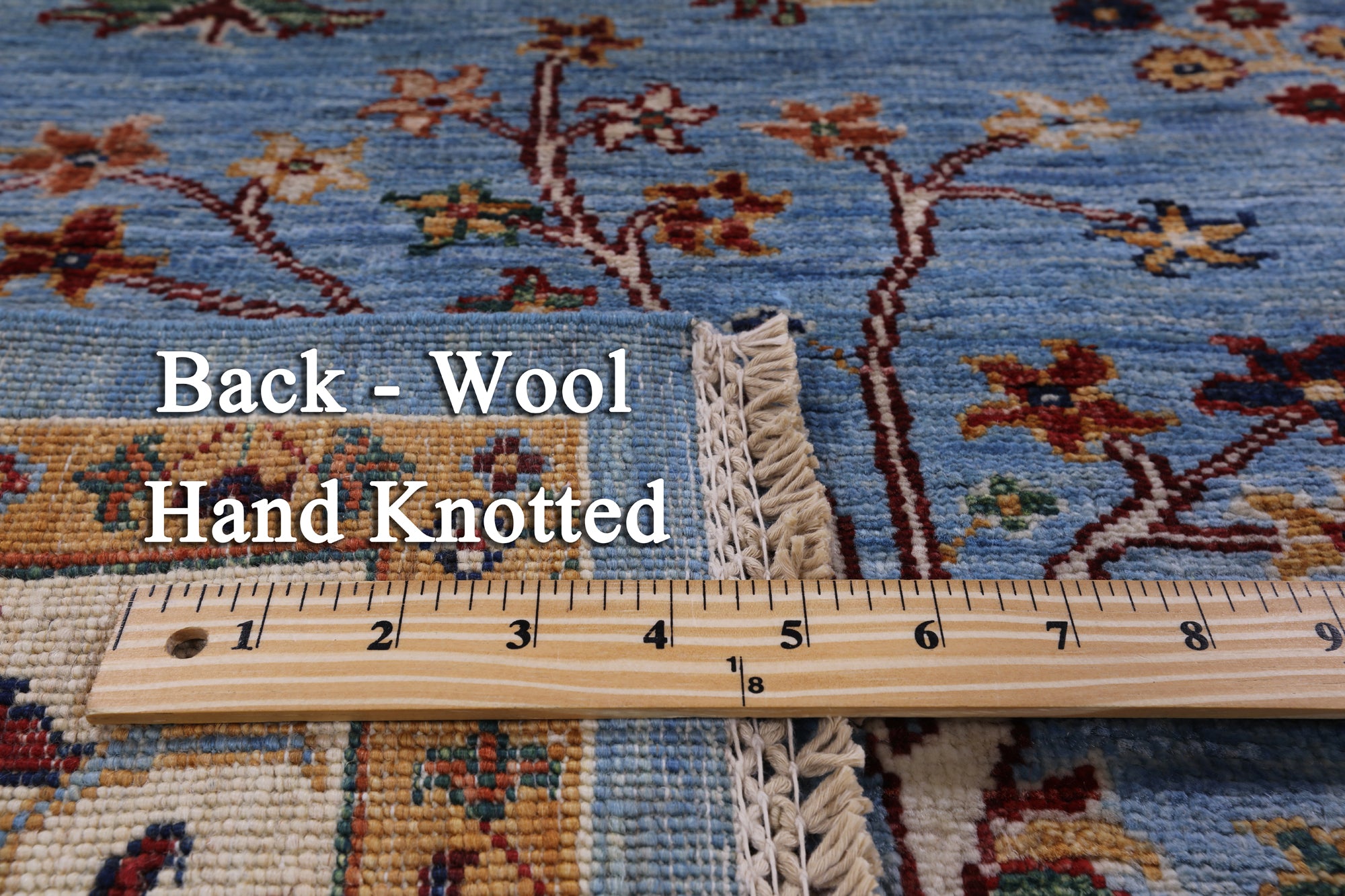 Blue Peshawar Hand Knotted Wool Rug - 5' 10" X 7' 10" - Golden Nile