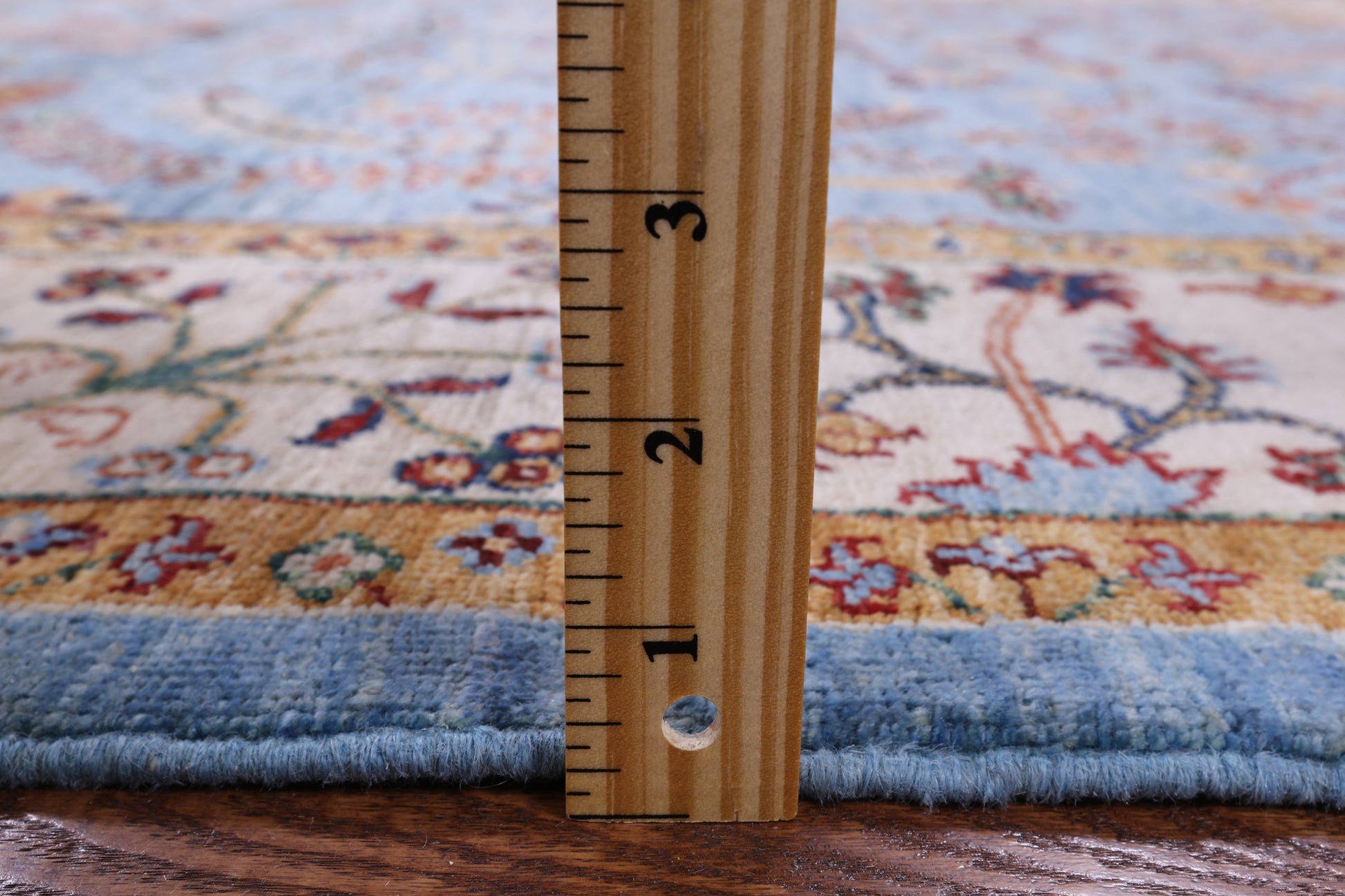 Blue Peshawar Hand Knotted Wool Rug - 5' 10" X 7' 10" - Golden Nile