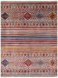 Khorjin Persian Gabbeh Hand Knotted Wool Rug - 5' 0" X 6' 6" - Golden Nile
