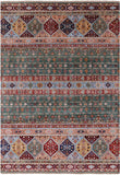 Green Khorjin Persian Gabbeh Handmade Wool Rug - 6' 10" X 9' 8" - Golden Nile