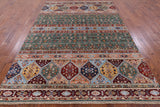 Green Khorjin Persian Gabbeh Handmade Wool Rug - 6' 10" X 9' 8" - Golden Nile