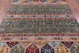 Green Khorjin Persian Gabbeh Handmade Wool Rug - 6' 10" X 9' 8" - Golden Nile