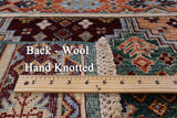 Green Khorjin Persian Gabbeh Handmade Wool Rug - 6' 10" X 9' 8" - Golden Nile