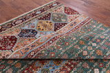 Green Khorjin Persian Gabbeh Handmade Wool Rug - 6' 10" X 9' 8" - Golden Nile