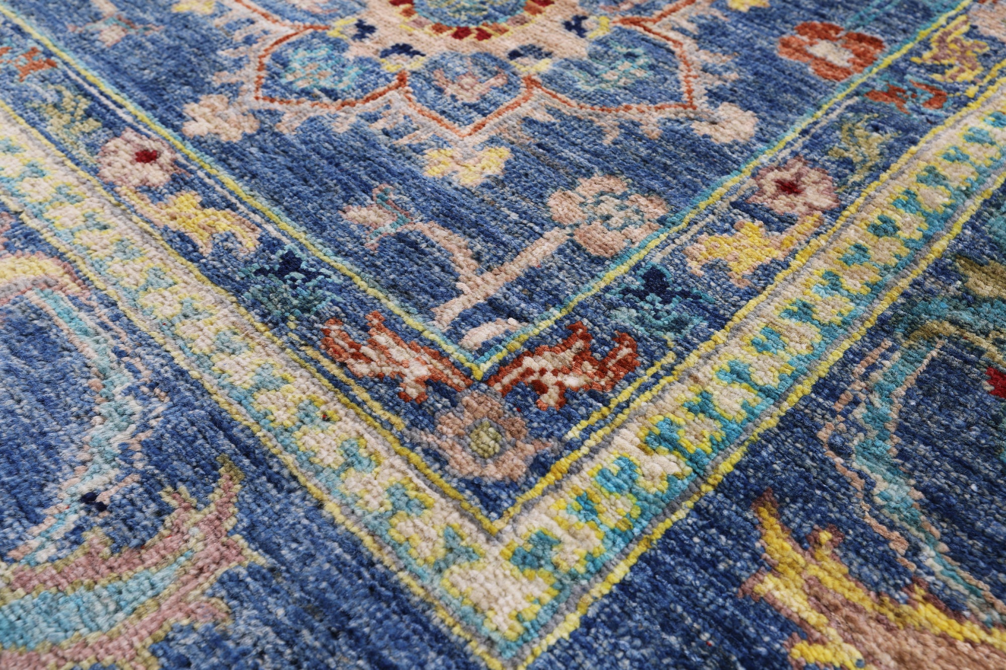 Blue Peshawar Handmade Wool Rug - 5' 9" X 8' 0" - Golden Nile