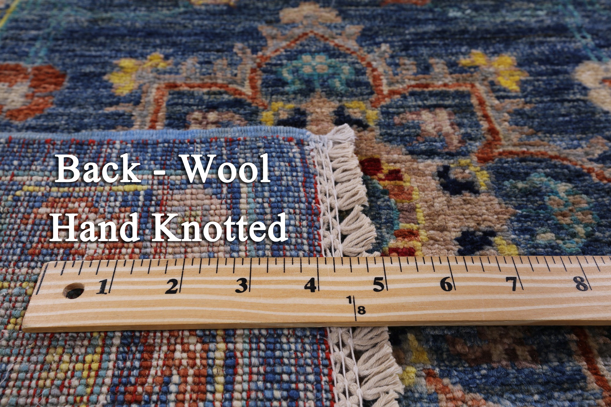 Blue Peshawar Handmade Wool Rug - 5' 9" X 8' 0" - Golden Nile