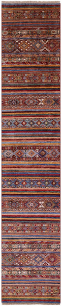 Khorjin Persian Gabbeh Handmade Wool Runner Rug - 2' 11" X 15' 5" - Golden Nile