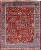 Red Persian Fine Serapi Hand Knotted Wool Rug - 8' 2" X 9' 10" - Golden Nile