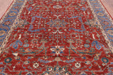 Red Persian Fine Serapi Hand Knotted Wool Rug - 8' 2" X 9' 10" - Golden Nile