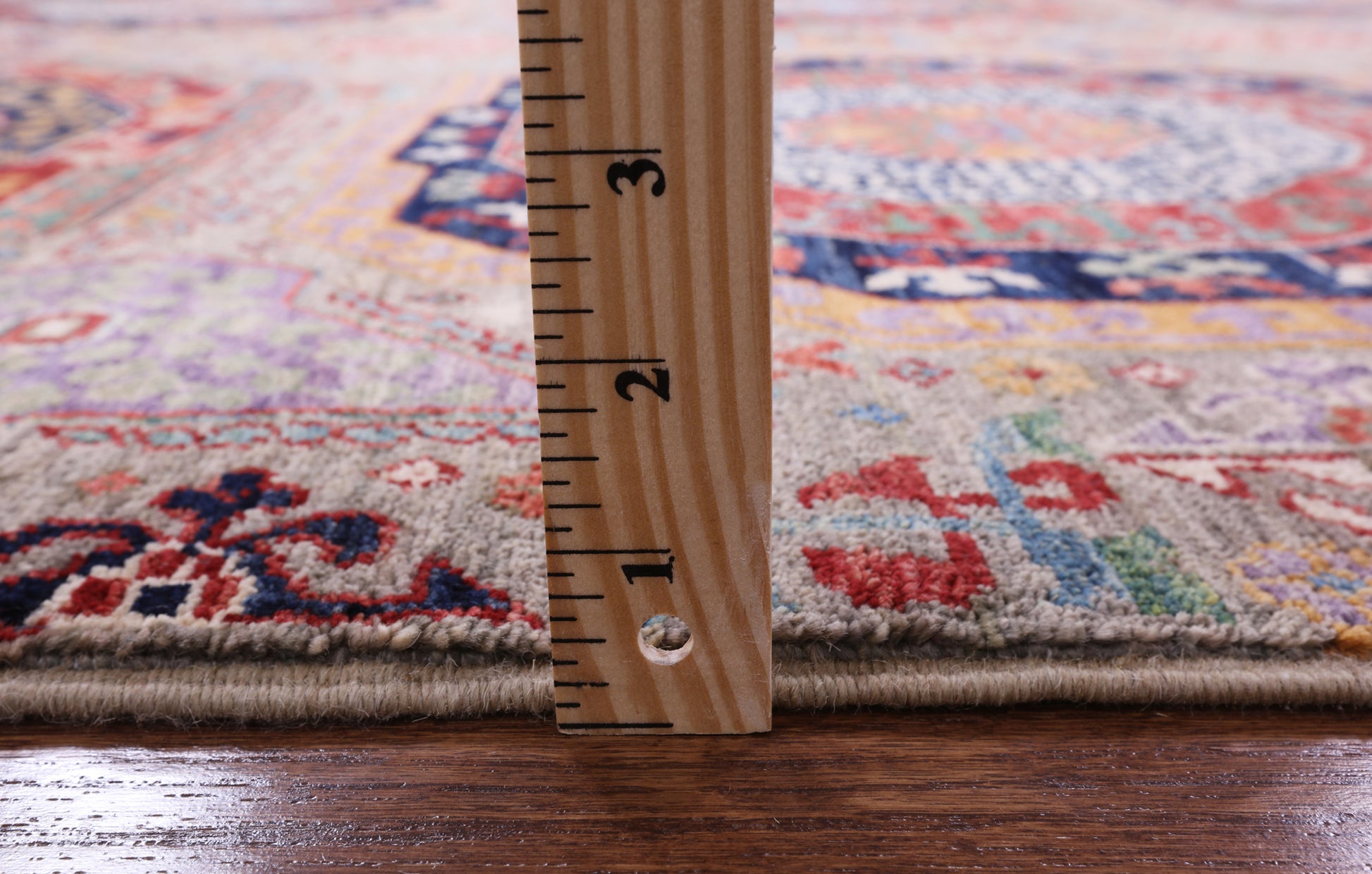 Geometric Persian Mamluk Hand Knotted Wool Rug - 8' 1" X 9' 7" - Golden Nile