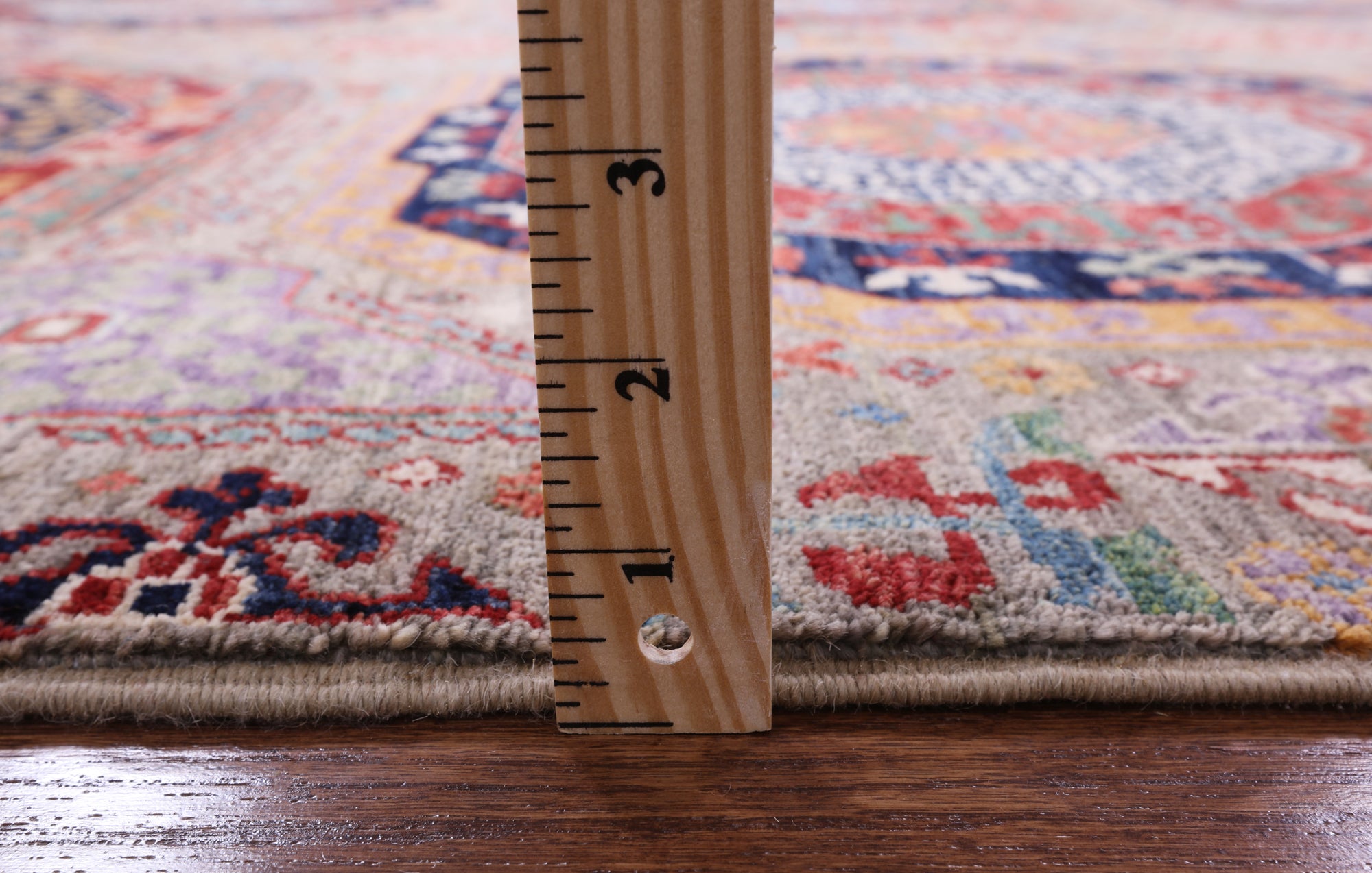 Geometric Persian Mamluk Hand Knotted Wool Rug - 8' 1" X 9' 7" - Golden Nile